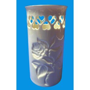 Vintage Lenox 6 Inch Pierced Rose Hearts Vase Ivory China Gold Trim Made in USA